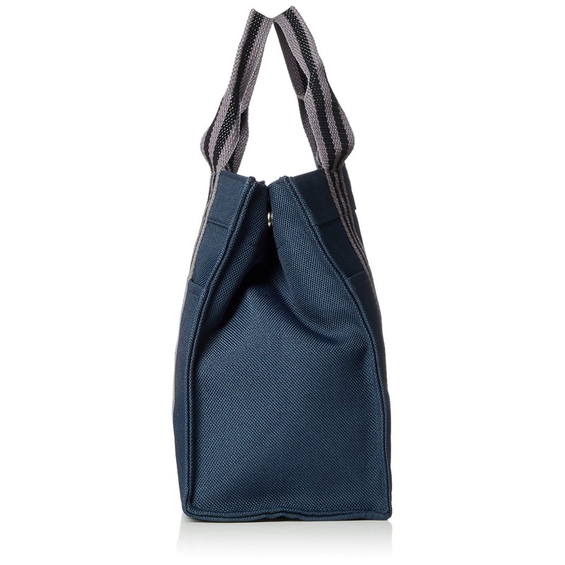 [EXAS] Horizontal Line Pattern Tote Bag (Medium), navy