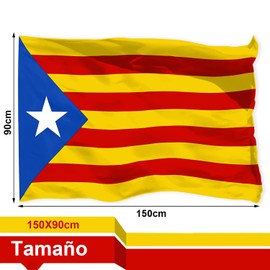 Large Catalan Flag 5ft x 3ft Free Standing Catalan Flag Waterproof Flag Ideal for Indoor or Outdoor Use and Suitable for Neck