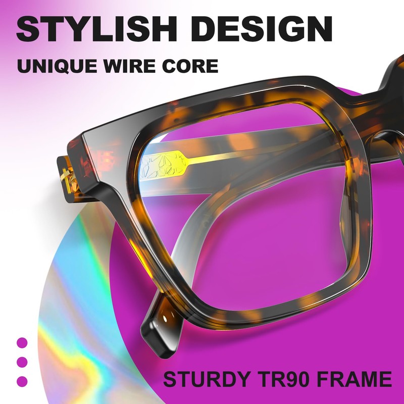VISOONE 2 Pack Rectangle TR90 Blue Light Blocking Glasses Computer
