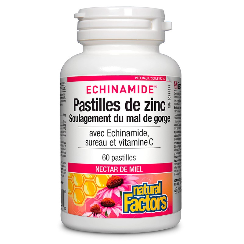 Natural Factors Zinc Lozenges with Echinamide, Elderberry & Vitamin C