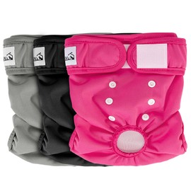 Eyein Pack of 3 Dog Nappies for Female Dogs, Reusable, Washable and Highly Absorbent Dog Panties with Double Adjustment for Incontinence/Untrained Puppies/Heat es (#7, L)