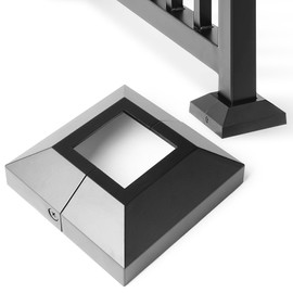 AJOVW 1Pcs 2" (Actual 4.5"x4.5") Aluminium Post Base Cover, for Stairs, Handrails, Porches, Deck Railing Base Bracket Cover (Black)