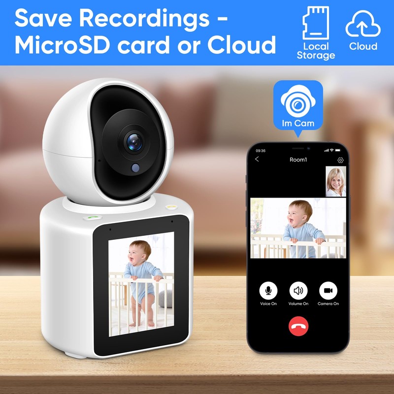 Two-Way Video/Audio Indoor Camera, Pet Dog Cameras with App, 2K