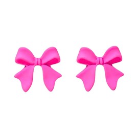 Pink Earrings for Women with bows for simple cute and comfortable lightweight for church vacation or summer wedding prom with posts