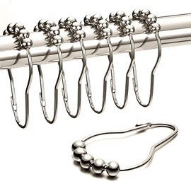 Ganchos para Cortina De Baño, 24 Piezas Aros De Cortina De Ducha De Acero Inoxidable, Ganchos para Cortina De Ducha para Cortinas De Ducha Y Forros (Plata)