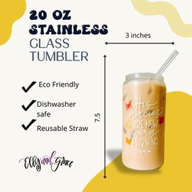 Elly and Grace Christian Tumbler for Women, 20 oz. Bible Verse Tumbler, Christian Cups, Faith Mug, includes lid and straw (New Mercies - 20oz)