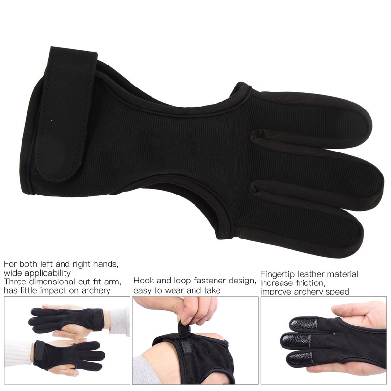 Bow Arrow Finger Guard Competition Archery 3 Fingers Glove Adjustable