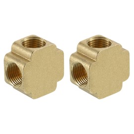 uxcell Brass 4 Way Pipe Fitting, G1/2" Female Barstock Cross Fitting Pipe Adapter for Water/Fuel/Air Transport Connect Pipelines