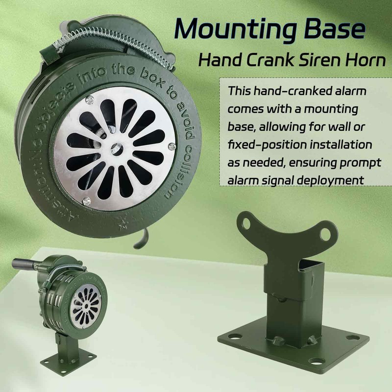 YuYBrightmi Base Mount Hand Crank Alarm Hand Crank Air Raid