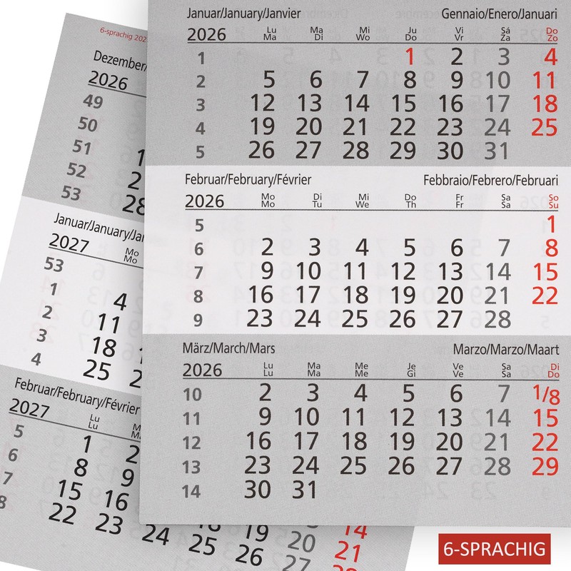 Tischkalender + 2026/2027 + Monatskalender 3 Monate Kalender Kalendarium Stehkalender