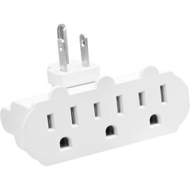 Maxxima 3-Outlet Swivel Grounded 180 Degree Wall Plug Adapter - Wall Tap for Extra Space, Adjustable 3 Way Outlet Extender Turns 1 Outlet into 3, ETL Listed for Home and Office Use