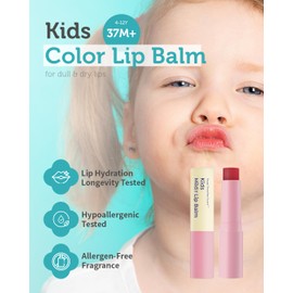 GOONGBE Kids' Color Lip Balm - Korean Kids Red Tint Lip Balm for Chapped and Cracked Lips with Natural Pigments - Hydrating Lips with Plant Oils and Shea Butter - Allergen Free Scent, 0.1 oz.