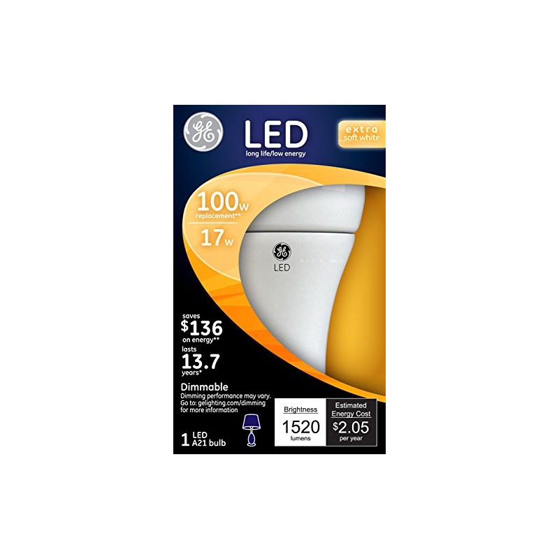 GE Lighting 23006 Extra Soft White LED 17-Watt (100-watt replacement),
