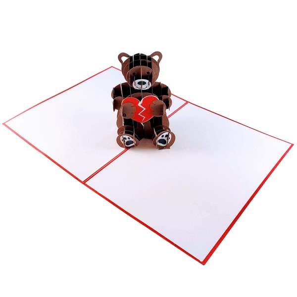 iGifts And Cards Sympathy Bear 3D Pop Up Greeting Card – Condolence, Divorce, Broken Relationship, Miss You, Thinking of You, Heartbroken, Sorrow, Heartfelt, Difficult Times, Sad, Unique, Grieving