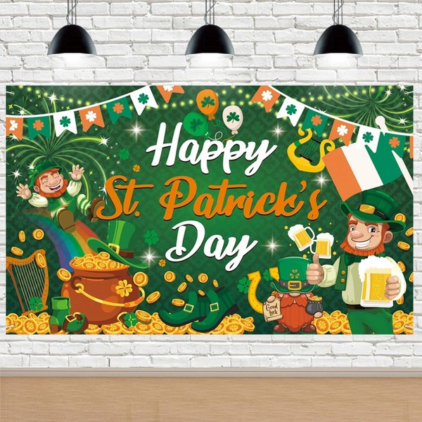 Comelodiant Happy St.Patrick's Day Decorations Backdrop Saint Patricks Day Banner