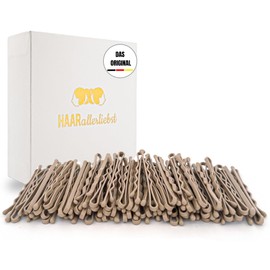 HAARallerliebst® 100 Bobby Pins Beige - 5 cm Hair Clips for Women - Extra Strong & Durable - Sustainable Gift Box - Hair Pins for Hairstyles, Hair Styling Accessories (Beige, Pack of 100)
