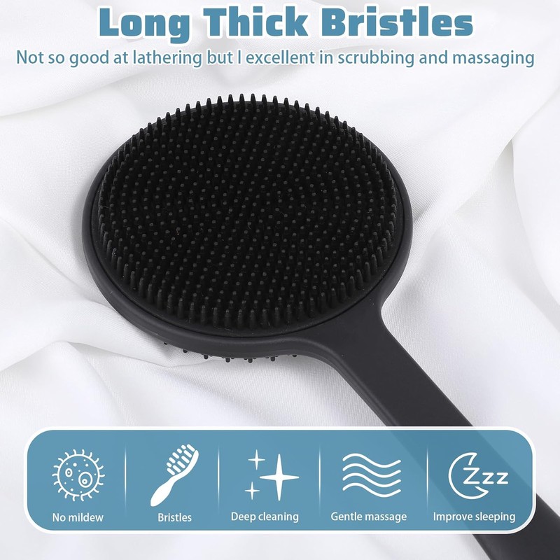 Cepillo corporal de silicona para ducha ElevateTech 5011BYHW4159 con mango