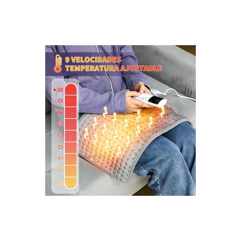 Almohadilla Eléctrica Glowlin de 60x30 cm con 9 Niveles de