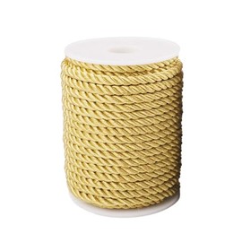 6 mm Decorative Twisted Cord, Twisted Cord, Gold, 3-Layer Polyester Cord Rope, Soft Craft Rope for Home Decor, DIY Craft, Curtain, Tie, Honor Corduroy, Gift Bags