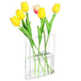 HETIE Florero Acrílico para Libros, Florero Transparente para Libros, Florero Decorativo Moderno, Material Acrílico, Regalo para Amantes de Los Libros, Regalo del Día de La Madre (Excluyendo Flores)