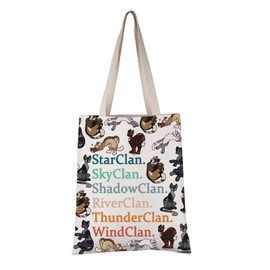 PYOUL Book Lover Gift StarClan SkyClan ShadowClan RiverClan ThunderClan Tote Bag Cat Lover Handbag Bookish Gift (StarClan SkyClan tote)