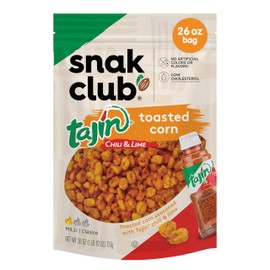Snak Club Tajin Toasted Corn, Roasted Corn Nuggets with Chili and Lime Seasoning, Mild, 26 oz Resealable Bag