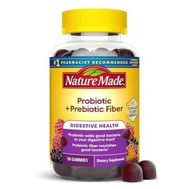 Nature Made Probiotic + Prebiotic Fiber Gummies, 50 Gummies | Fiber Supplement for Daily Gut Health, Prebiotics and Probiotics for Women and Men, Mixe