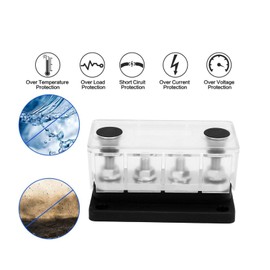 Power Distribution Block Bus Bar, Safety Connection Power Distribution Block Over Current Detachable Cover 4 Terminal for Boat (Black)