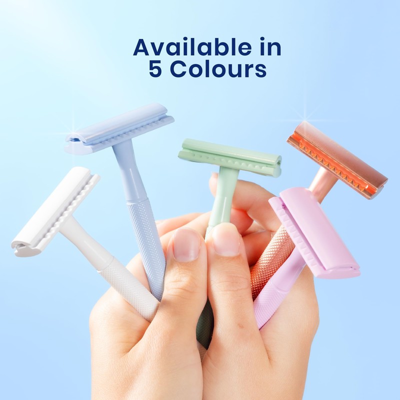 Ultra-Minimal Safety Razor – Light Blue - Reusable, Zero Waste