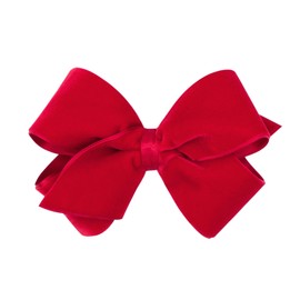 Wee Ones Girls' Classic Velvet Hair Bow on a WeeStay No-Slip Hair Clip, Satin Lining, For All Hair Types, Small, Red