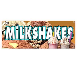 Milkshakes Banner 13 oz | Non-Fabric | Heavy-Duty Vinyl Single-Sided With Metal Grommets | Retail, Sweets, Treats, Dessert