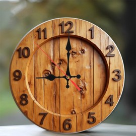 Rustic Wooden Wall Clock Farmhouse Style Home Decor Unique Gift 10-Inch Wooden Wall Clock, Silent Movement, Battery Operated (AA Batteries Not Included), Artistic Home Decor, Perfect for Home Accents