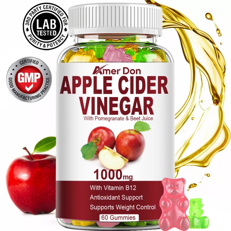 100% Vegan ACV Gummies 1000MG Nature Apple Cider Vinegar Health