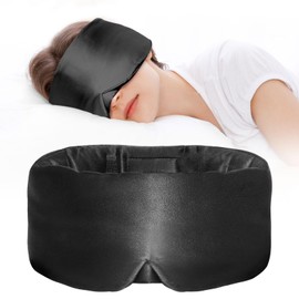 Okaydot Satin Sleep Mask - Updated Design Light Blocking Eye Mask for Men and Women, Soft and Comfortable Night Sleeping Mask, Eye Cover for Travel/Sleeping (Black)