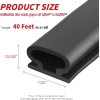 Fingwerk 40 Feet Rubber Weather Stripping Door Seal Strip, 40Ft,