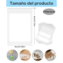 200 Bolsas Con Cierre Hermético, Bolsas Hermeticas Pequeñas, La Estructura Sellada Protege Eficazmente Sus Pertenencias y Es Perfecta Para Mantenerse Limpia Durante El Viaje o En El Hogar (6 x 8 Cm)