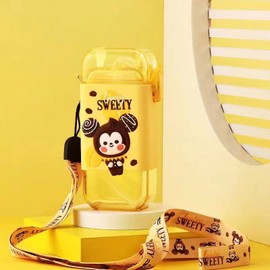 Kids Water Bottle Good Sealing Unique Quadrate Shape Cartoon Patterns Water Cup with Straw 280ml #10