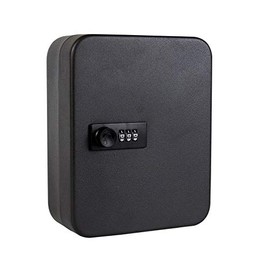 Key Cabinet Steel with 20 Key Tags, Security Lock Box with Combination Lock, Wall Mounted Black Key Safe (20 Keys)