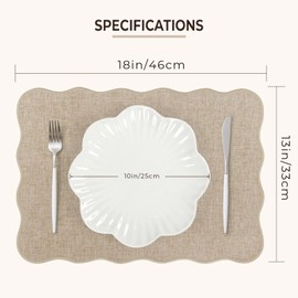 AHHFSMEI Faux Linen Placemats Set of 6 Heat Resistant Non-Slip Stain Proof Table Mats for Kitchen Dining Elegant Decor Place Mats (Linen Beige)