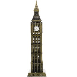 Zerodeko Big Ben Statue: Alloy Big Ben Building Model London Big Ben Sculpture Metal Landmark Building Figurine Vintage Big Ben Statue for Home Decoration
