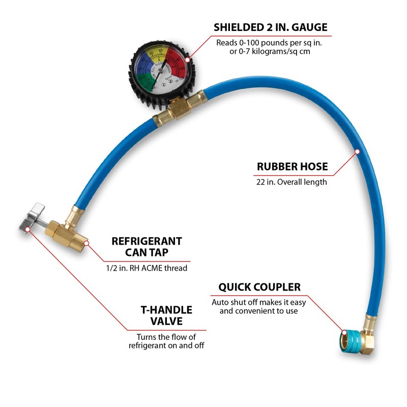 Performance Tool W83139 Self-Sealing R1234YF Refrigerant Can Recharging Hose and