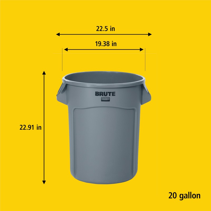 Rubbermaid Commercial Products BRUTE Heavy-Duty Round Trash/Garbage Can, 20-Gallon, Blue,