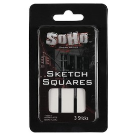 SoHo Urban Artist Charcoal Sketch Squares - Drawing Charcoal for Artists, Students, Blending, Live Figure Drawing, & More! - [White - 3 Pack]
