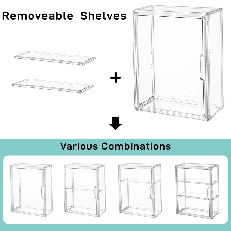3 Tier Acrylic Display Case for Figures, Stackable Clear Storage