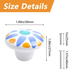 MOROBOR 10PCS Sun Pattern Ceramic Handle Kids Dresser Knobs Vintage Decorative Cabinet Knobs Ceramic Knobs for Cabinets and Drawers,Diameter 1.5inch (5 Styles)