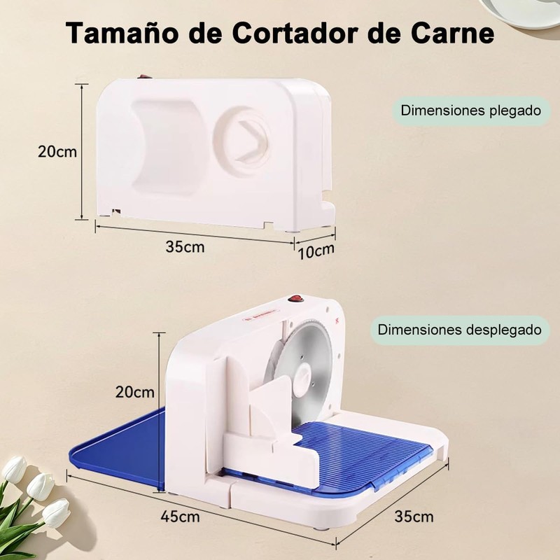 Cortadora de Carne Eléctrica, Rebanador de Alimentos Plegable con Cuchilla