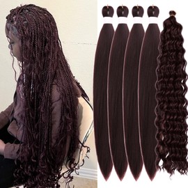 Dark Burgundy Braiding Hair Pre stretched 99j Boho Hair for Braiding Hypoallergenic Ez Braid Knotless Synthetic Curly Deep Wave Crochet Boho Braids Curls