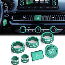 DvlynAuroa for Honda Civic Accessories 2022-2026, CRV/HRV/Acura Integra 2023-2026, Accord 2023-2025, 8PCS Aluminum Alloy Knob Cover Set (Green) Fits 7-inch Screen with 2 Radio Knob