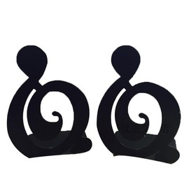 Winterworm A Pair of Music Theme Solid Metal Book Stand Bookends for Kids Music Lover Home Office Decoration (High Note 2 Black)