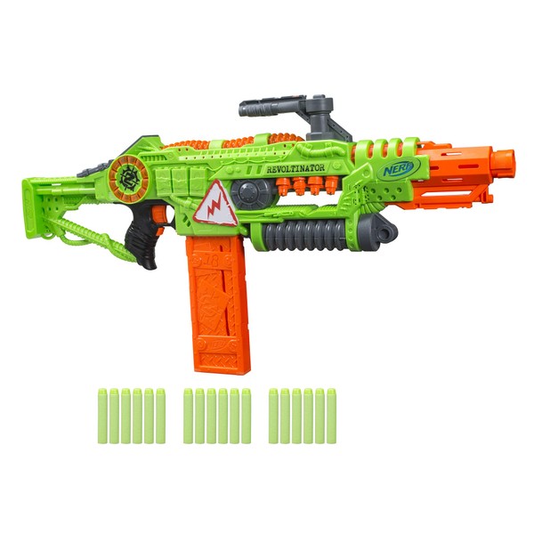 NERF Revoltinator Zombie Strike Toy Blaster with Motorized Lights Sounds & 18 Official Darts for Kids, Teens, & Adults